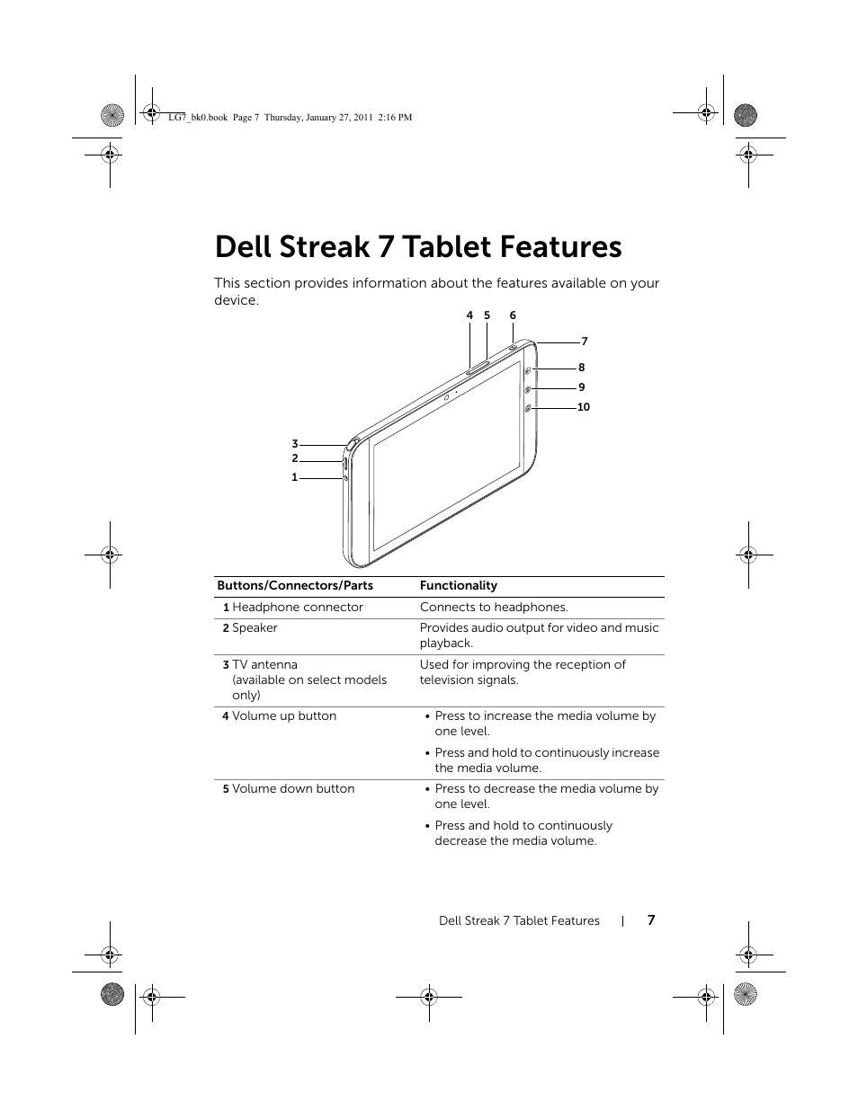 Dell streak 7 tablet features | Dell Mobile Streak 7 User Manual | Page 7 / 145