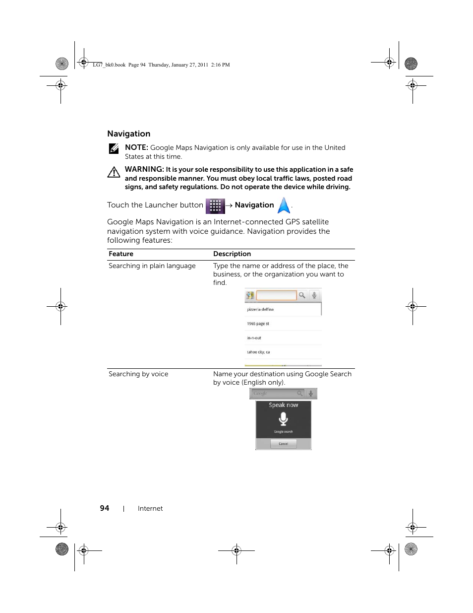 Navigation | Dell Mobile Streak 7 User Manual | Page 94 / 145