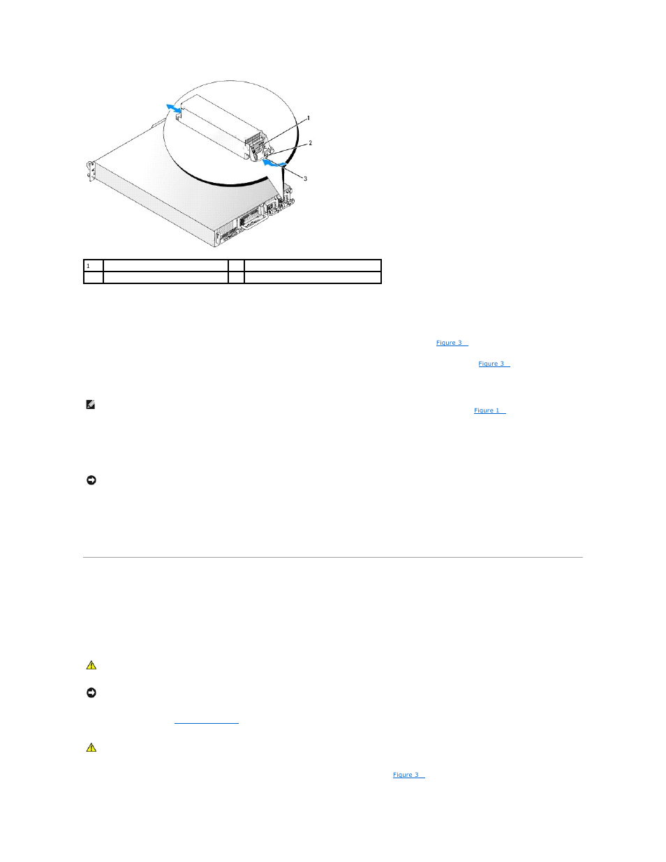 System fans, Configuration. see, Installing the power supply blank | Replacing a power supply, Removing the power supply blank, Removing a system fan | Dell PowerVault DP500 User Manual | Page 30 / 86