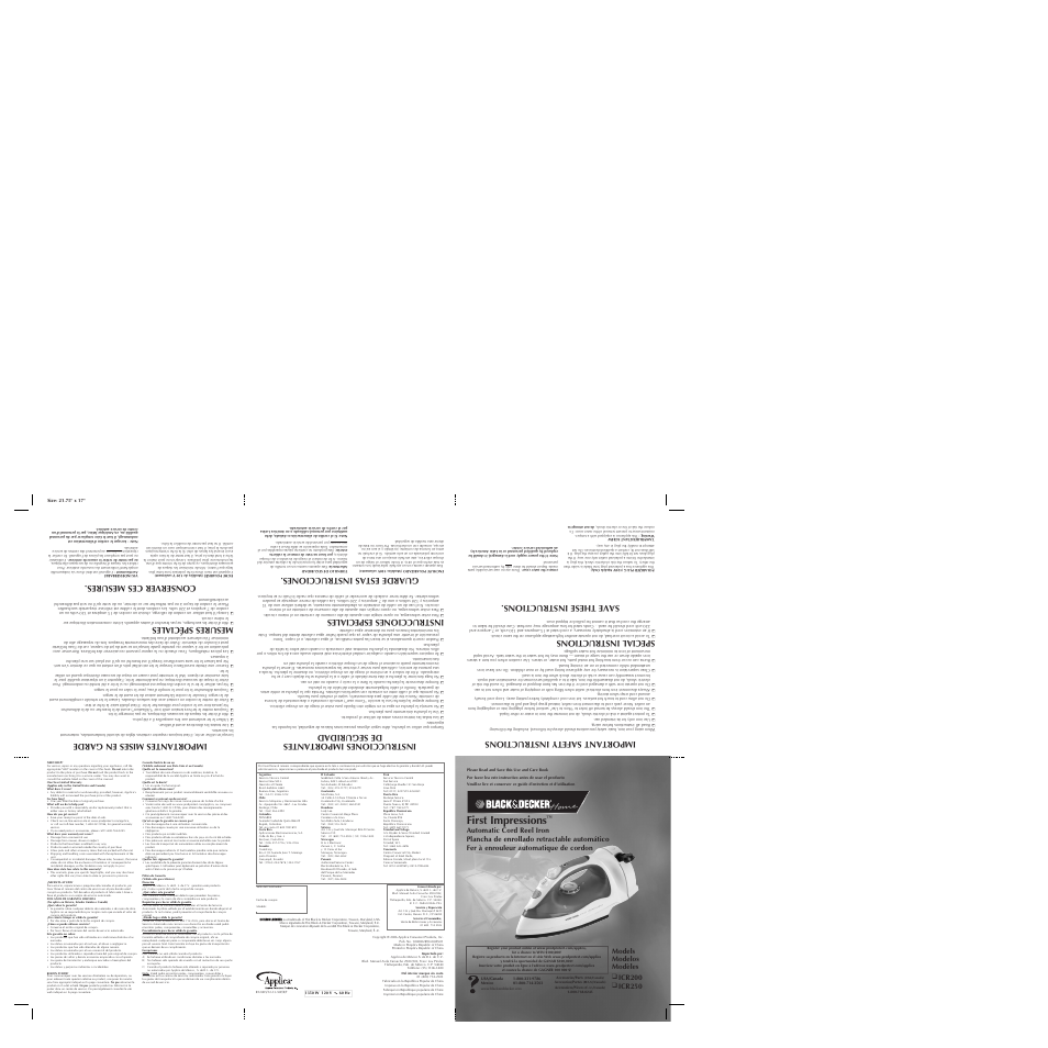 Black & Decker FIRST IMPRESSIONS ICR250 User Manual | 2 pages