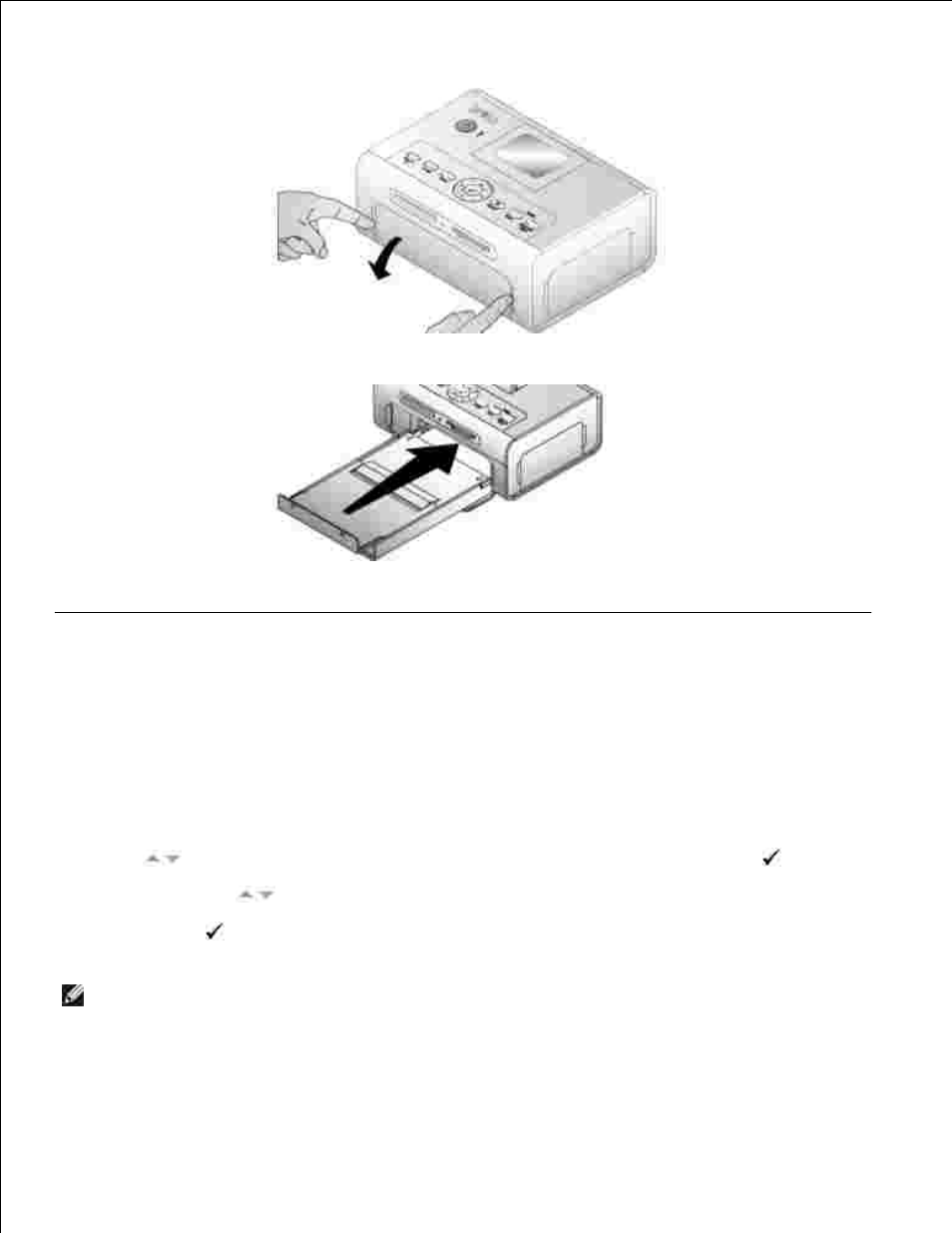 Changing settings-press menu, Select menu items, Print options menu | Dell 540 Photo Printer User Manual | Page 10 / 42