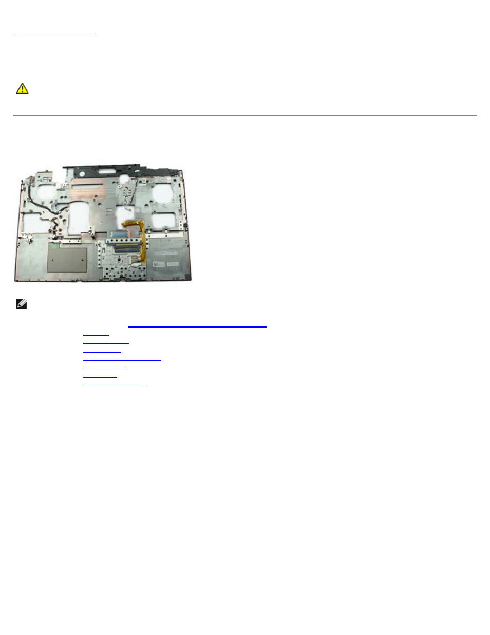 Palm rest, Removing the palm rest | Dell Precision M6500 (Late 2009) User Manual | Page 103 / 118