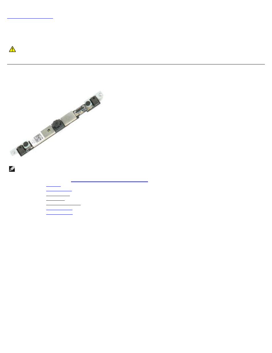 Camera, Removing the camera | Dell Precision M6500 (Late 2009) User Manual | Page 54 / 118