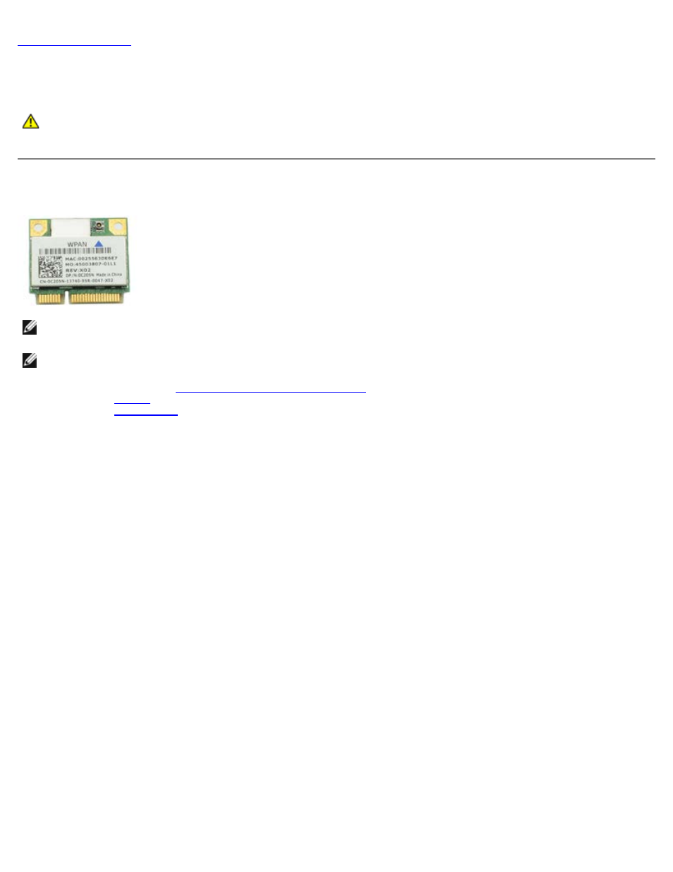 Wireless personal area network (wpan) card, Wireless personal area network (wpan), Removing the wpan card | Dell Precision M6500 (Late 2009) User Manual | Page 84 / 118
