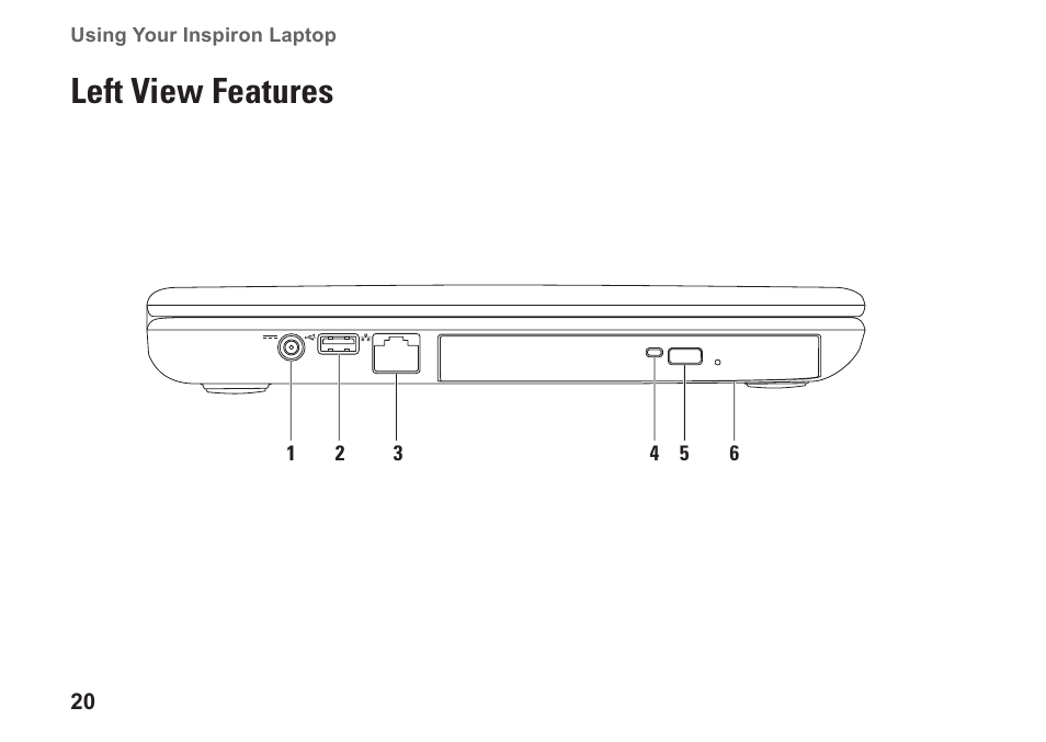 Left view features | Dell Inspiron 14 (N4030, Mid 2010) User Manual | Page 22 / 92