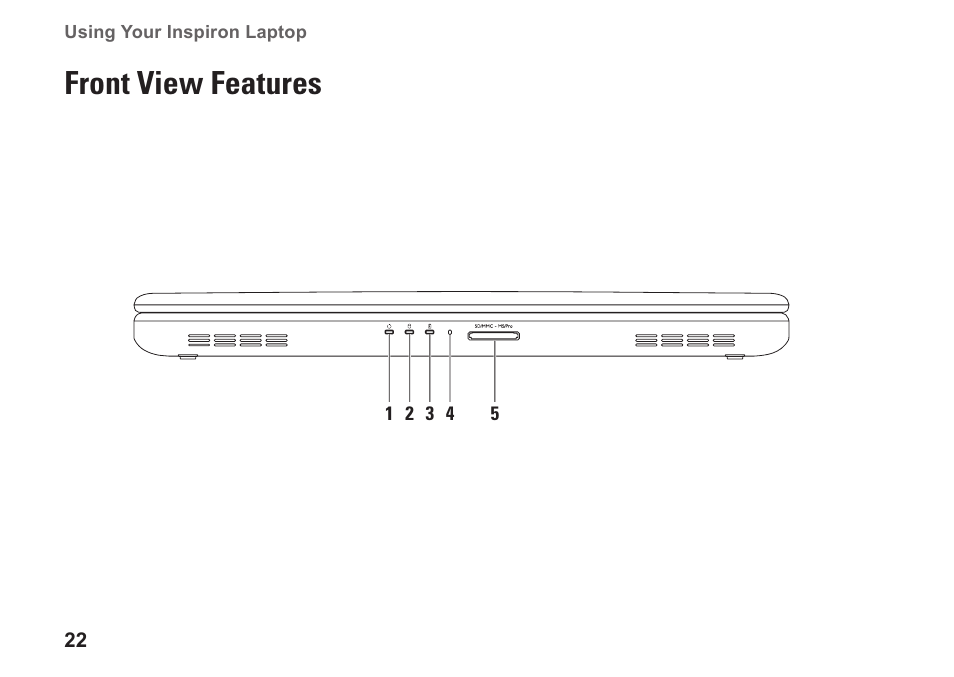 Front view features | Dell Inspiron 14 (N4030, Mid 2010) User Manual | Page 24 / 92