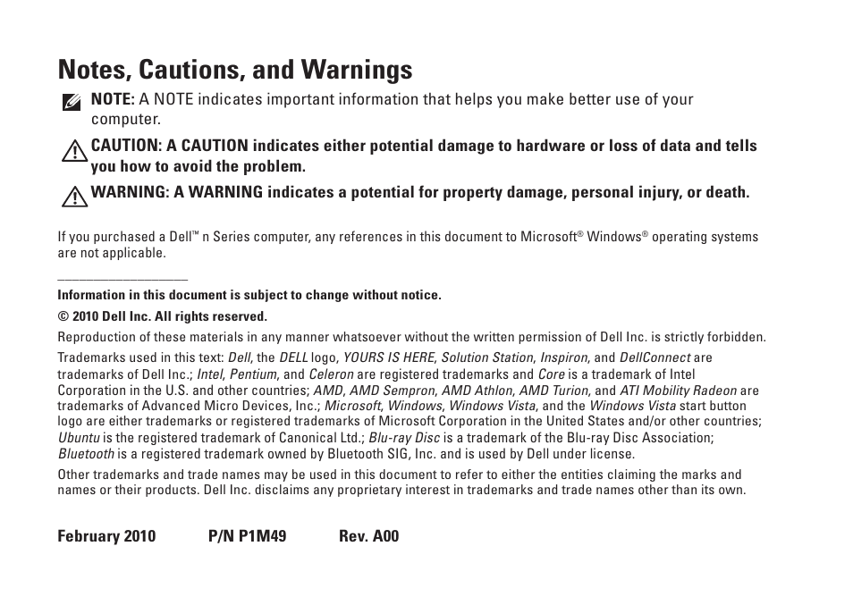 Dell Inspiron 14 (N4030, Mid 2010) User Manual | Page 4 / 92