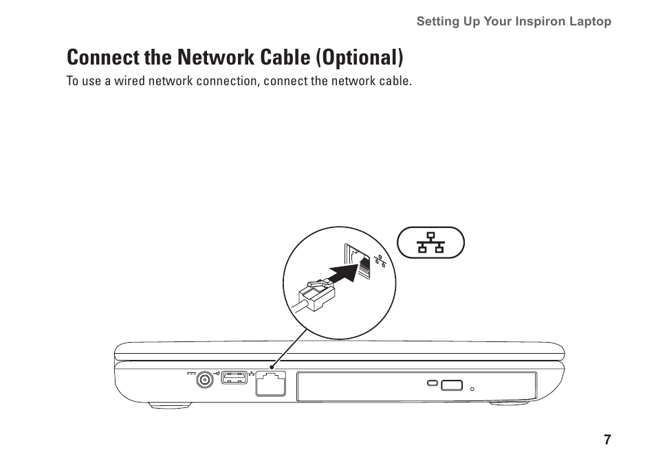 Connect the network cable (optional) | Dell Inspiron 14 (N4030, Mid 2010) User Manual | Page 9 / 92