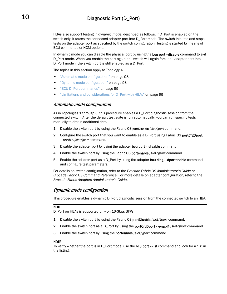 Automatic mode configuration, Dynamic mode configuration, Diagnostic port (d_port) | Dell POWEREDGE M1000E User Manual | Page 114 / 146