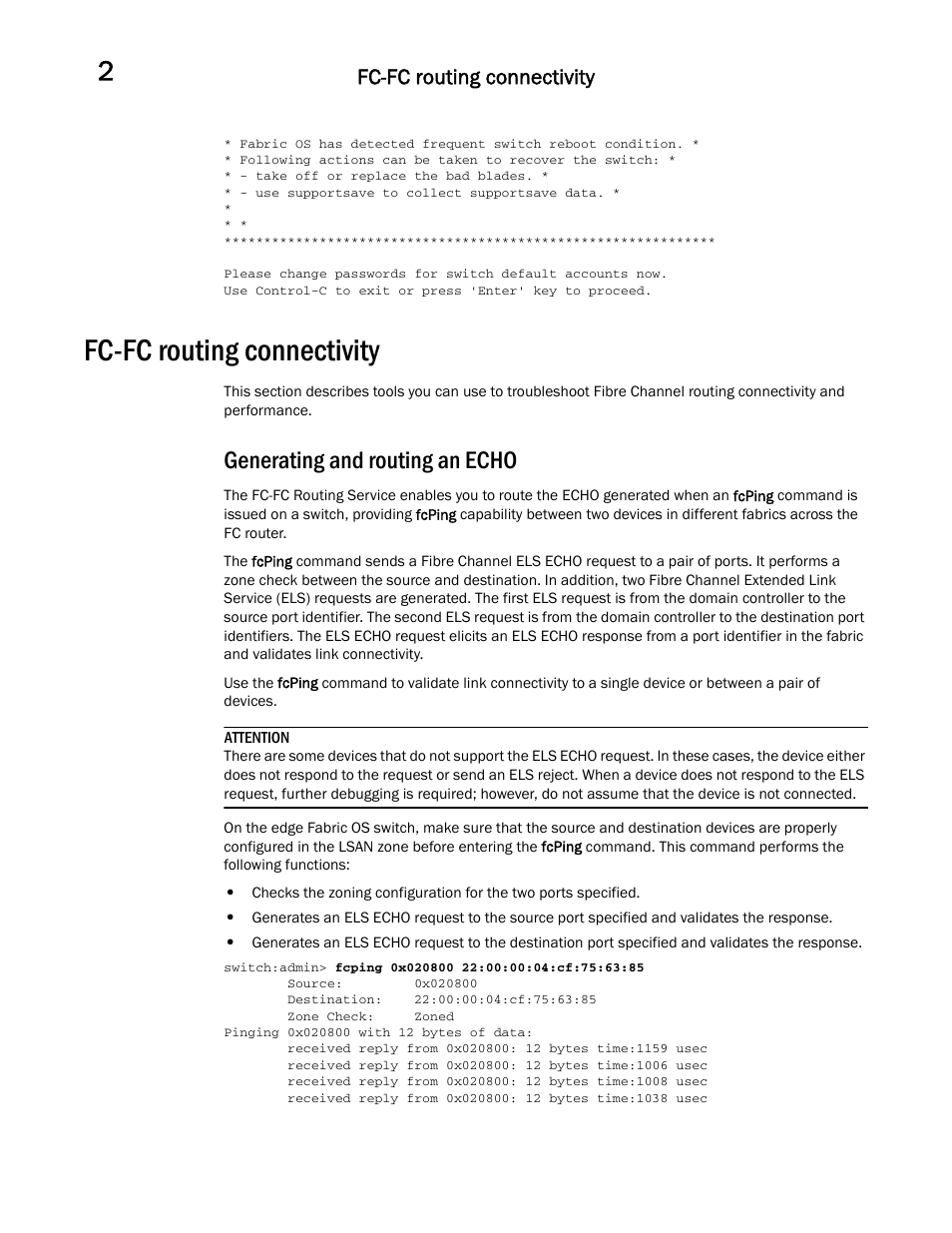 Fc-fc routing connectivity, Generating and routing an echo | Dell POWEREDGE M1000E User Manual | Page 32 / 146