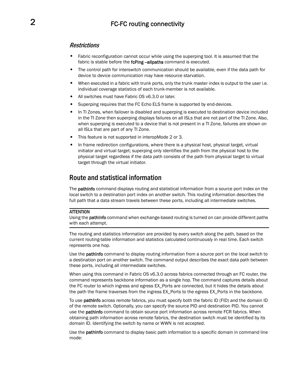 Route and statistical information, Restrictions, Fc-fc routing connectivity | Dell POWEREDGE M1000E User Manual | Page 36 / 146