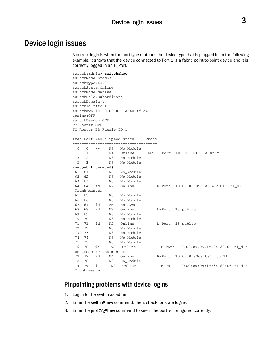 Device login issues, Pinpointing problems with device logins | Dell POWEREDGE M1000E User Manual | Page 49 / 146