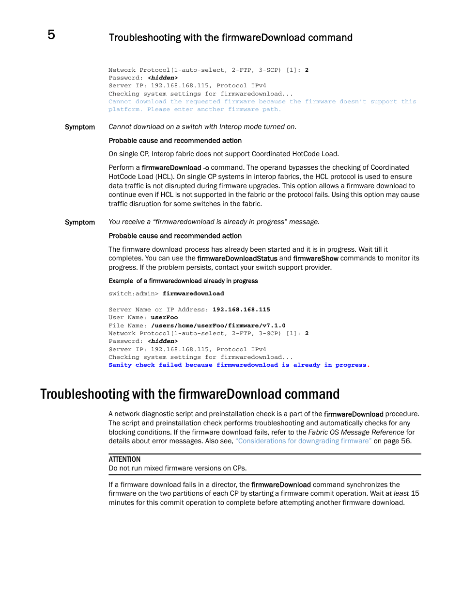 Troubleshooting with the firmwaredownload command | Dell POWEREDGE M1000E User Manual | Page 70 / 146