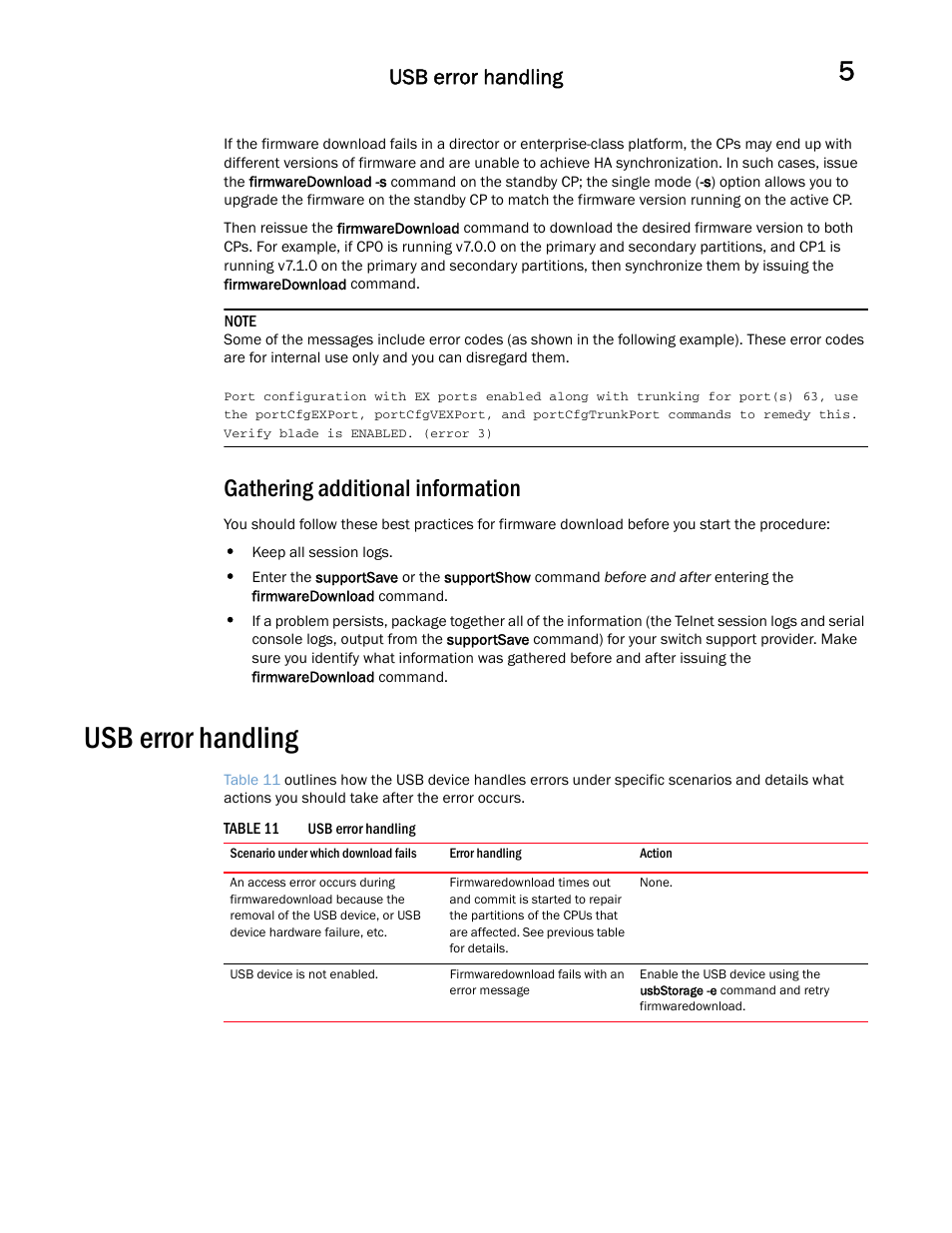 Gathering additional information, Usb error handling | Dell POWEREDGE M1000E User Manual | Page 71 / 146