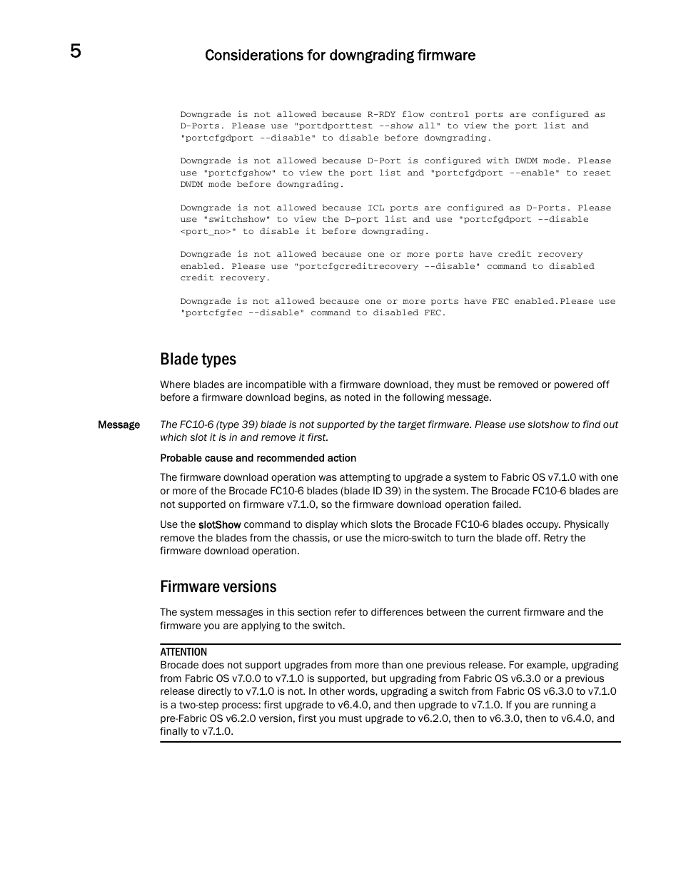 Blade types, Firmware versions, Considerations for downgrading firmware | Dell POWEREDGE M1000E User Manual | Page 74 / 146