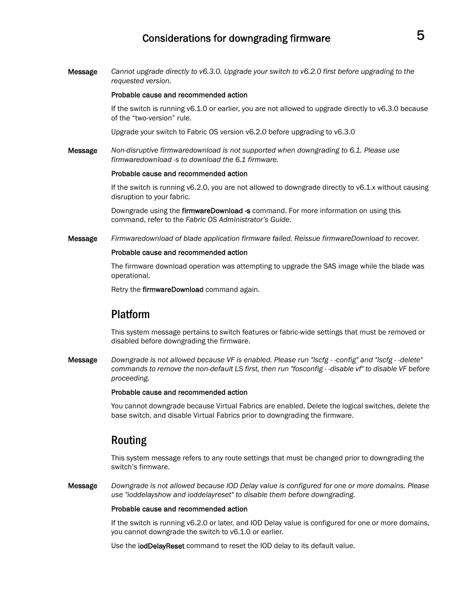 Platform, Routing, Considerations for downgrading firmware | Dell POWEREDGE M1000E User Manual | Page 75 / 146