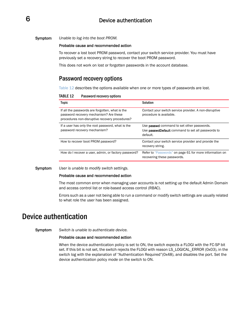 Password recovery options, Device authentication | Dell POWEREDGE M1000E User Manual | Page 78 / 146