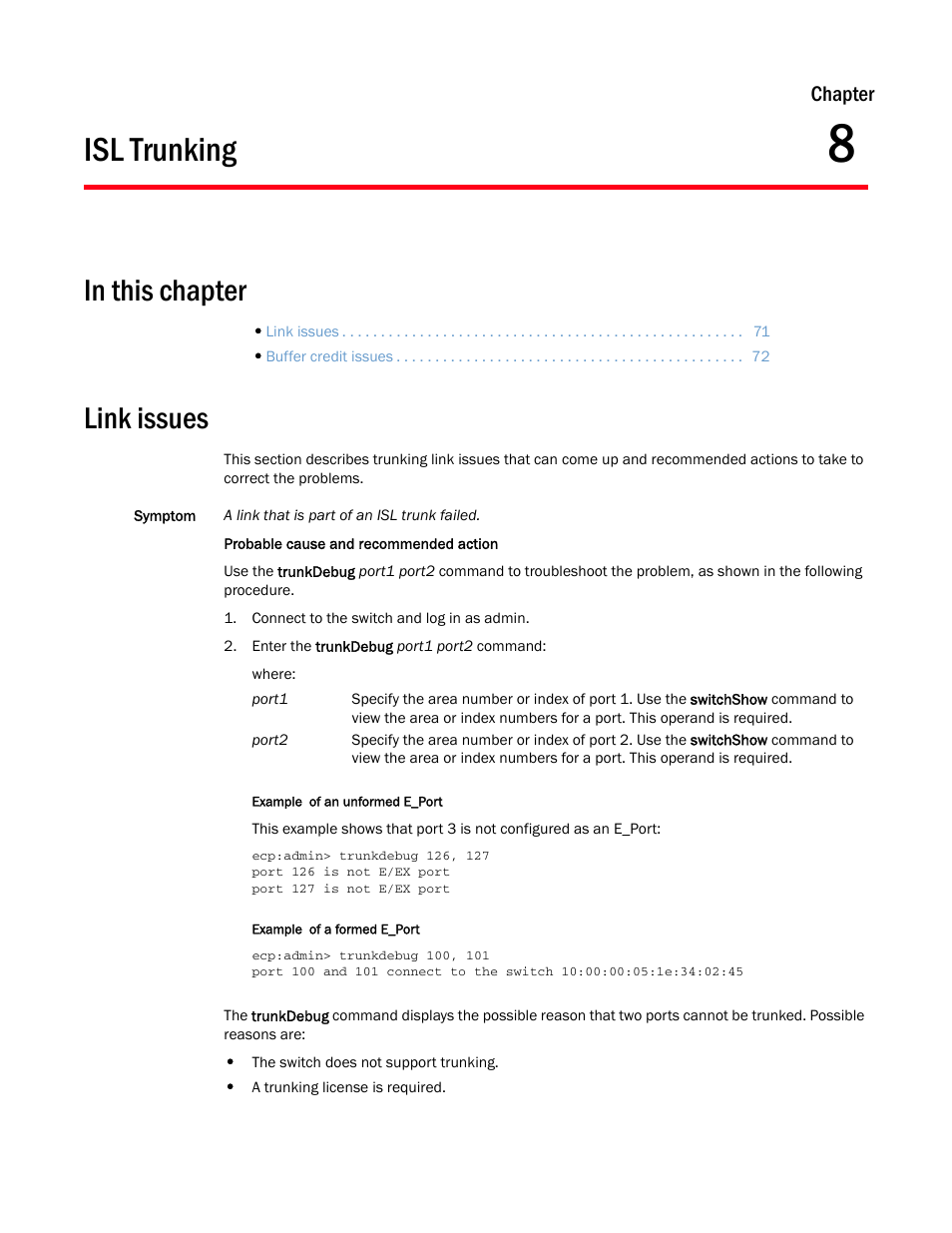 Isl trunking, Link issues, Chapter 8 | Chapter 8, “isl trunking, Chapter | Dell POWEREDGE M1000E User Manual | Page 87 / 146