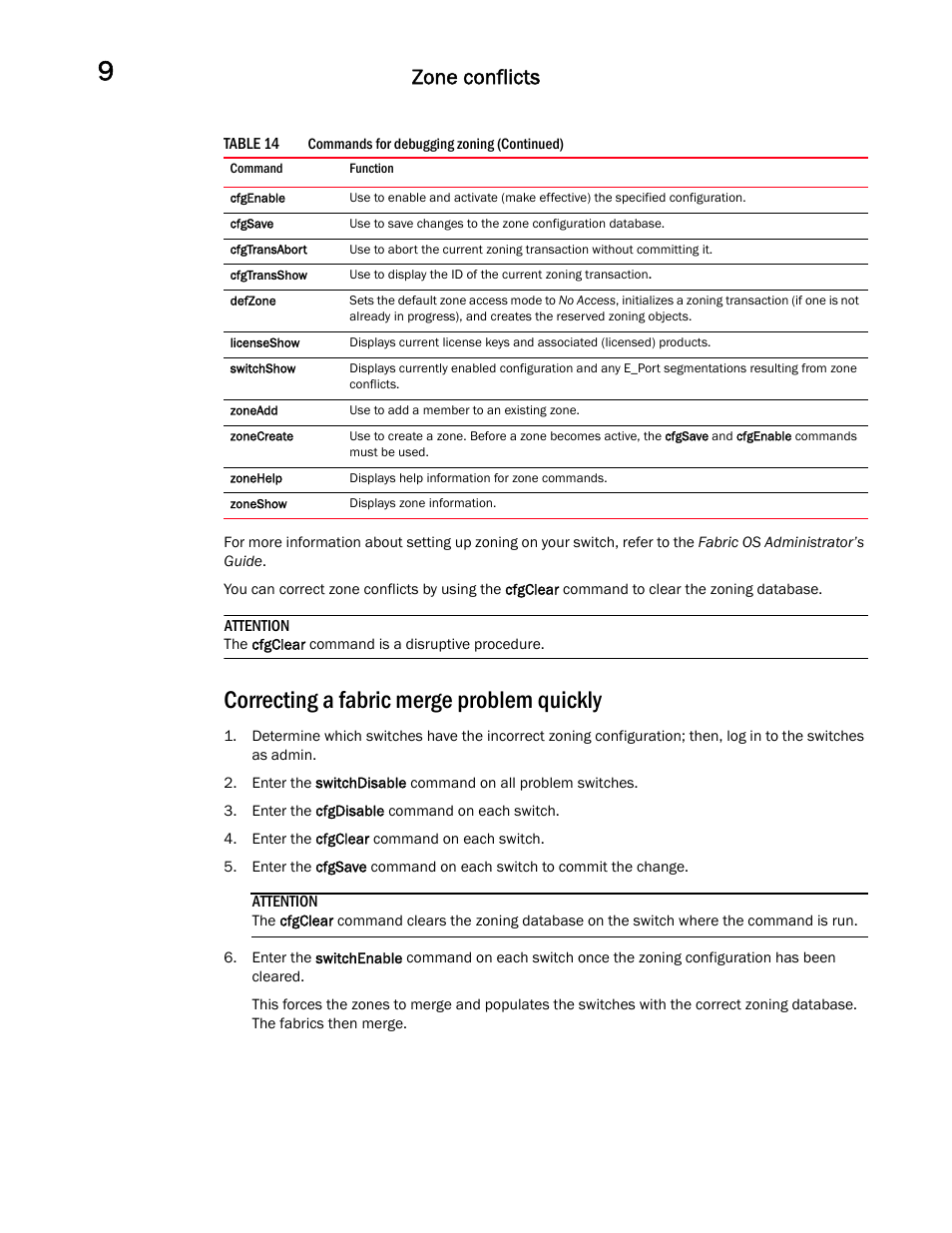 Correcting a fabric merge problem quickly, Zone conflicts | Dell POWEREDGE M1000E User Manual | Page 92 / 146