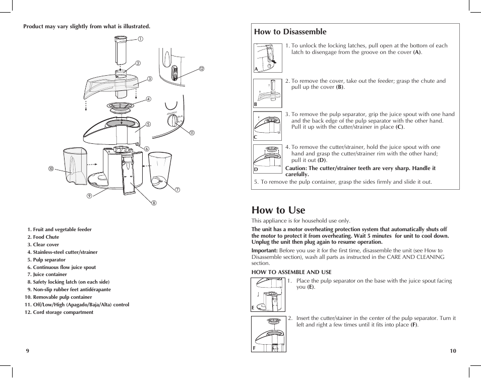 How to use, How to disassemble | Black & Decker JE2001 User Manual | Page 6 / 11