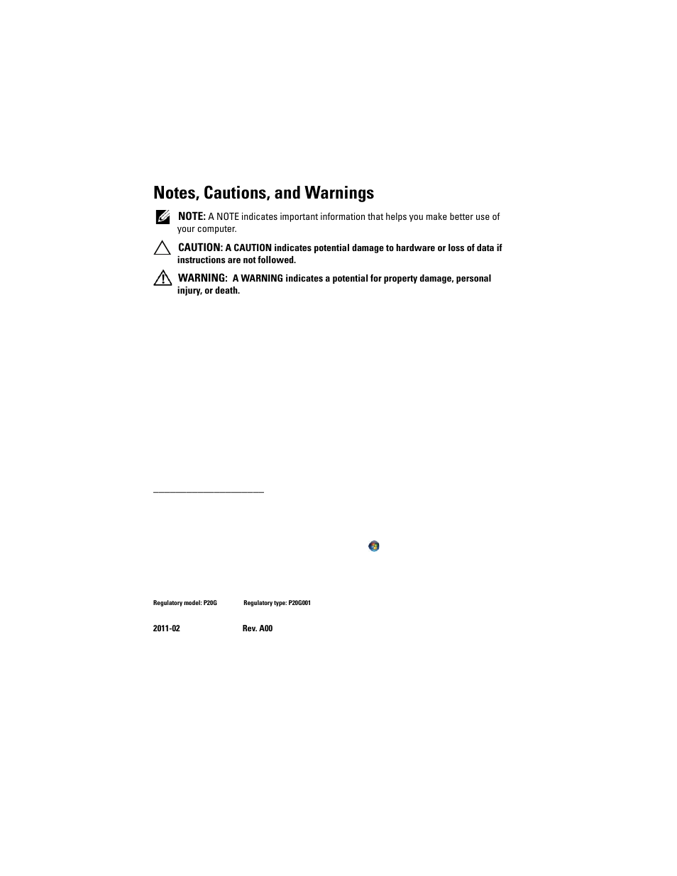 Notes, cautions, and warnings | Dell Inspiron 14 (N4120, Early 2011) User Manual | Page 2 / 106