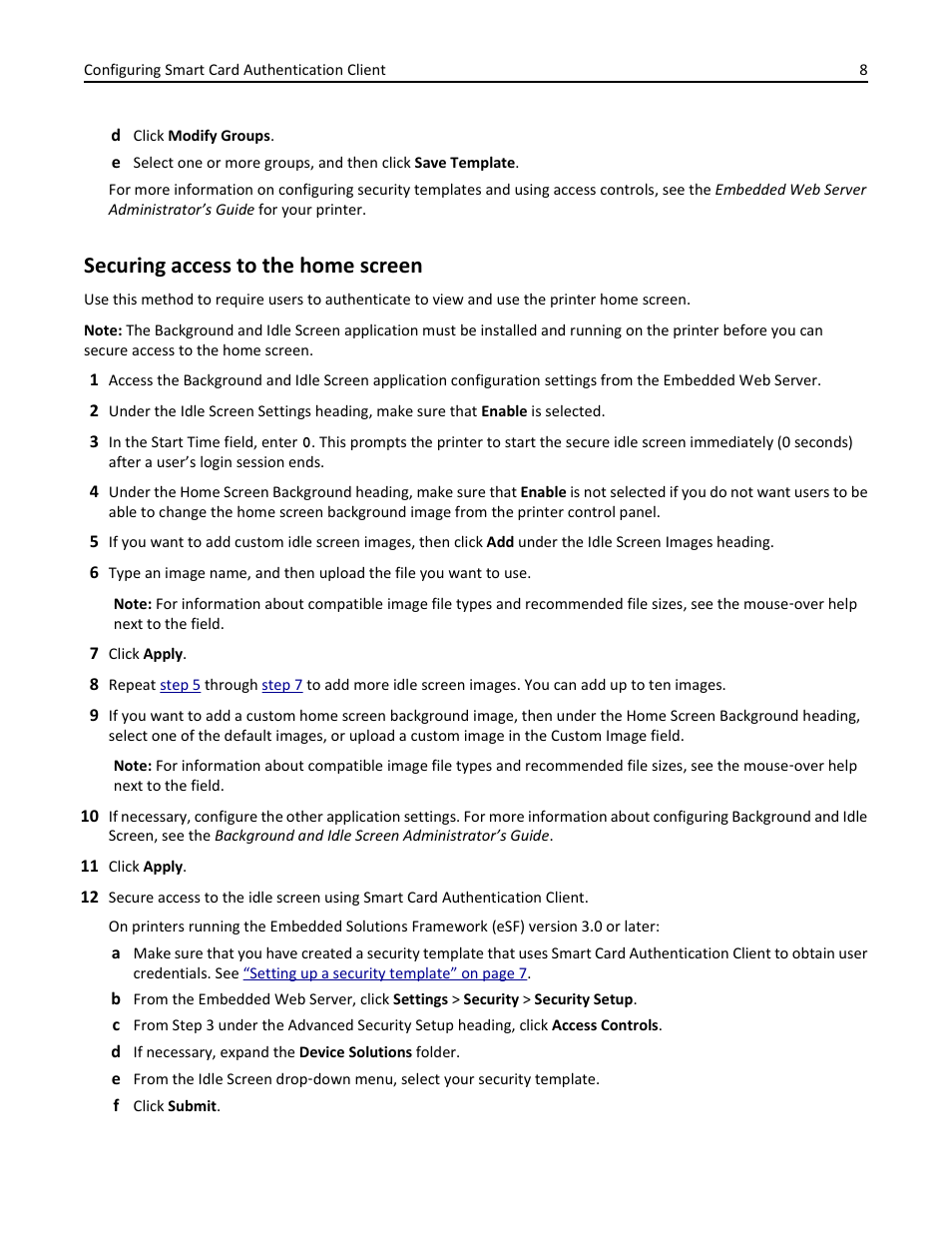 Securing access to the home screen | Dell B3465dnf Mono Laser Multifunction Printer User Manual | Page 8 / 35