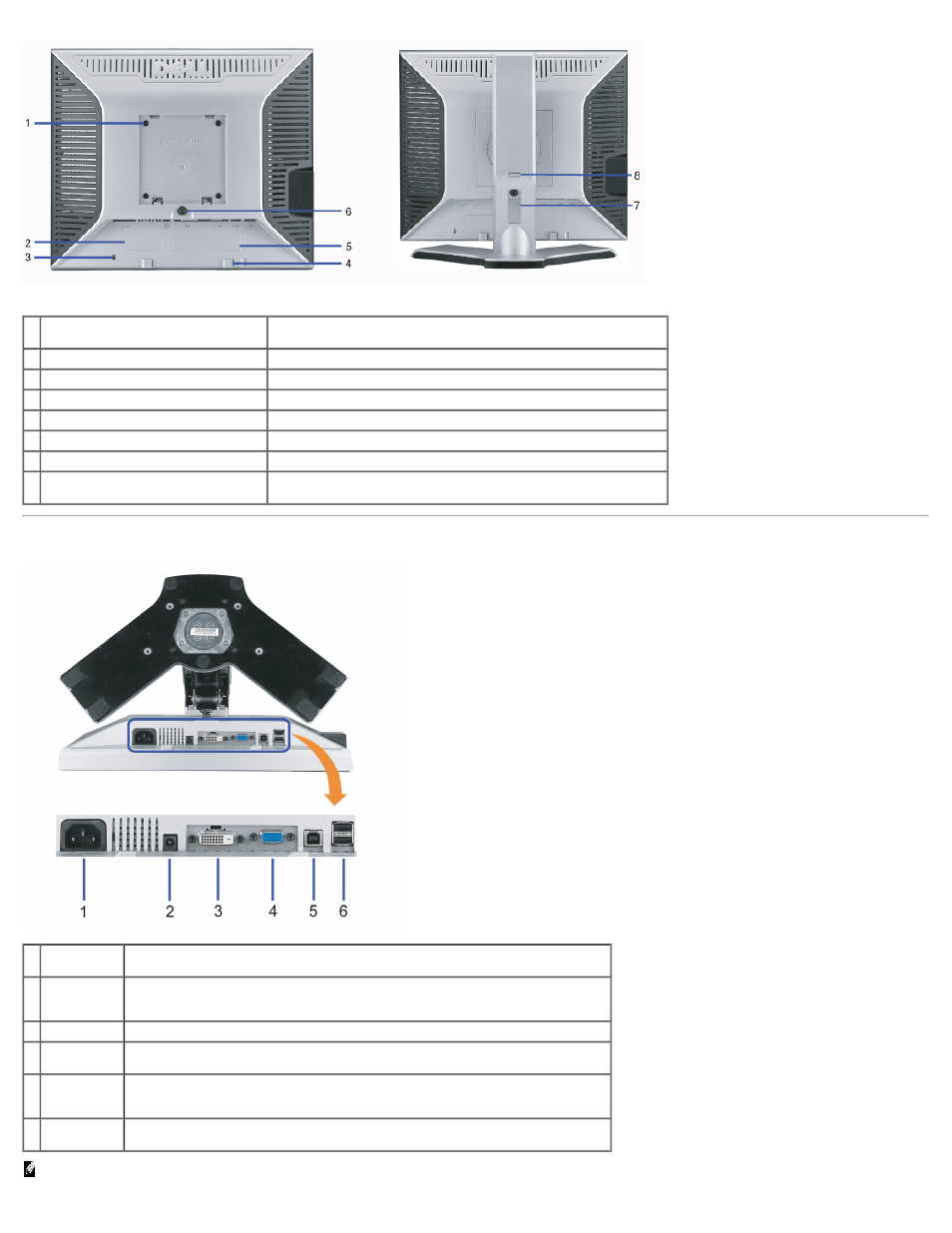 Bottom view | Dell 1708FP Monitor User Manual | Page 3 / 55