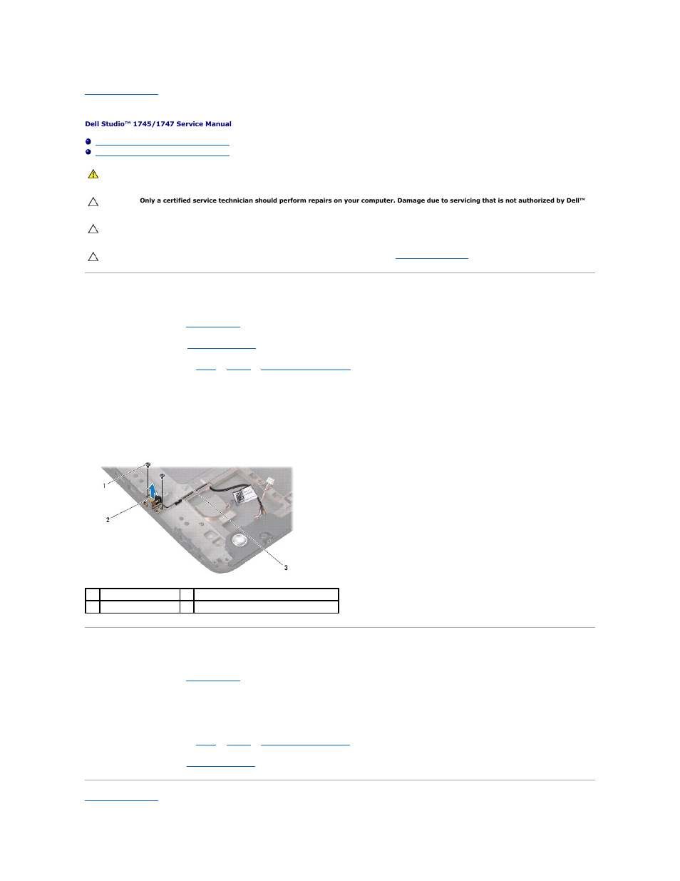 Tv antenna cable assembly, Removing the tv antenna cable assembly, Replacing the tv antenna cable assembly | Dell Studio 1747 (Late 2009) User Manual | Page 58 / 61