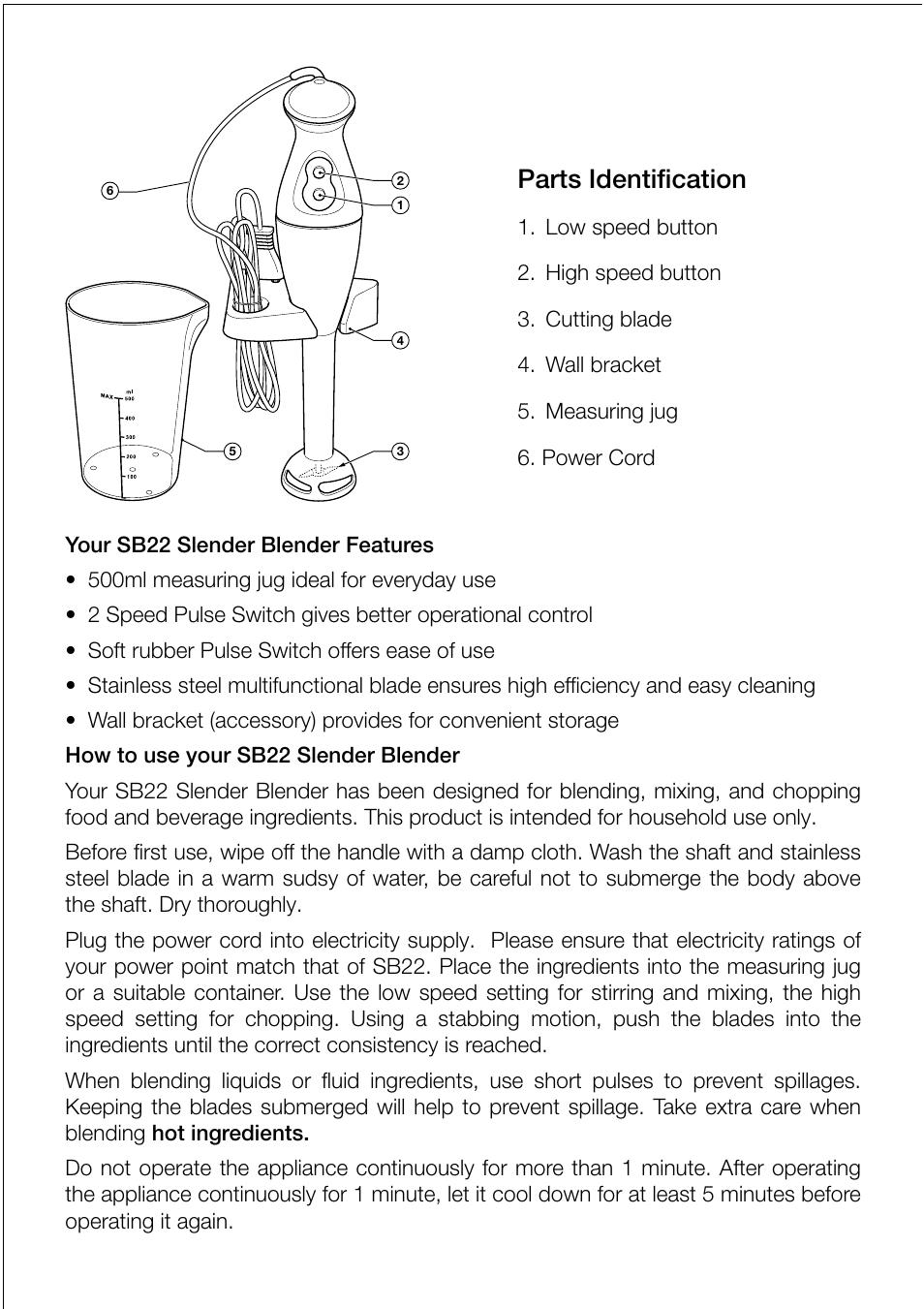 Parts identification | Black & Decker SB22 User Manual | Page 3 / 8