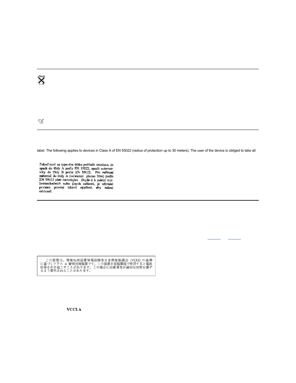 Battery disposal, En 55022 compliance (czech republic only), Vcci notice (japan only) | Dell PowerEdge 4400 User Manual | Page 50 / 89
