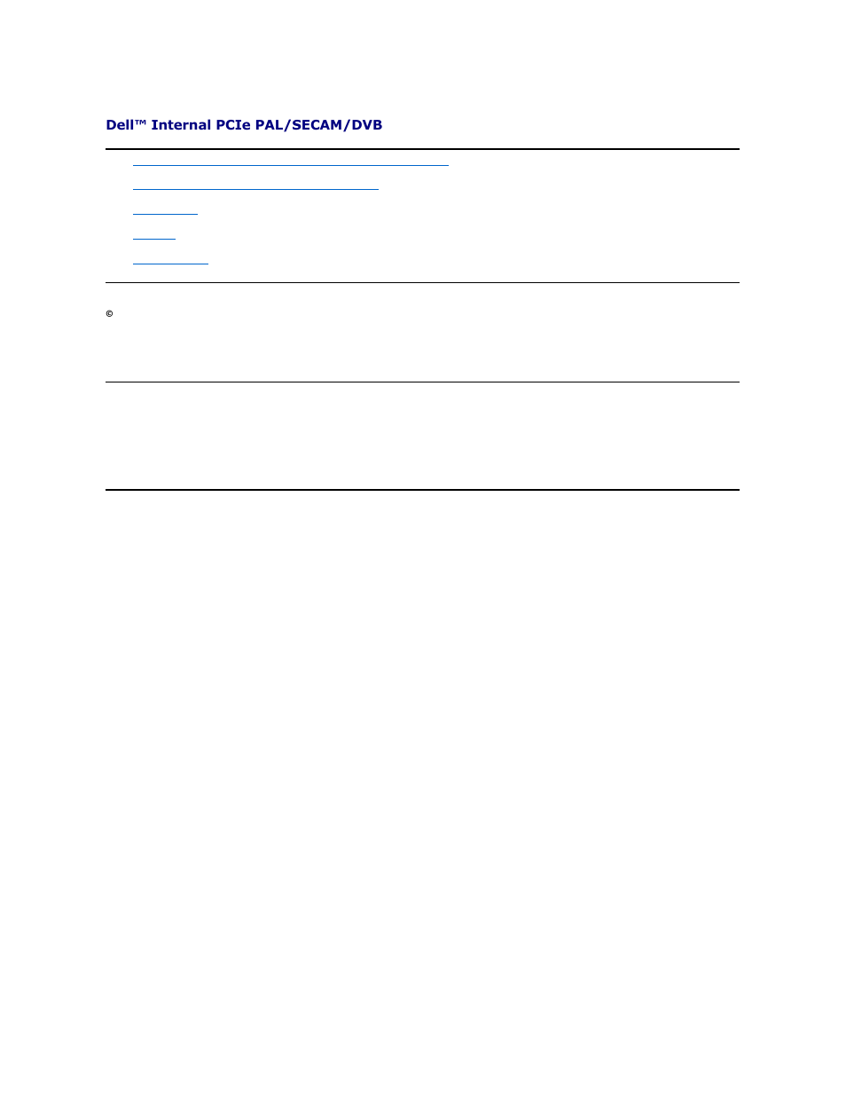 Dell Internal PCIe PAL/SECAM/DVB-T Desktop TV Tuner User Manual | 7 pages
