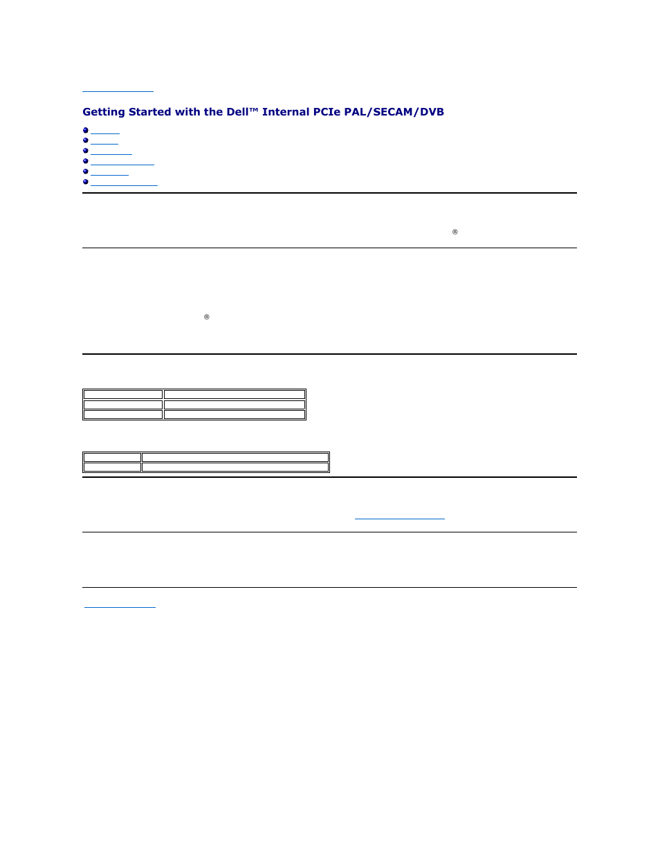 Overview, Features, Specifications system requirement getting help | Warranty information | Dell Internal PCIe PAL/SECAM/DVB-T Desktop TV Tuner User Manual | Page 2 / 7