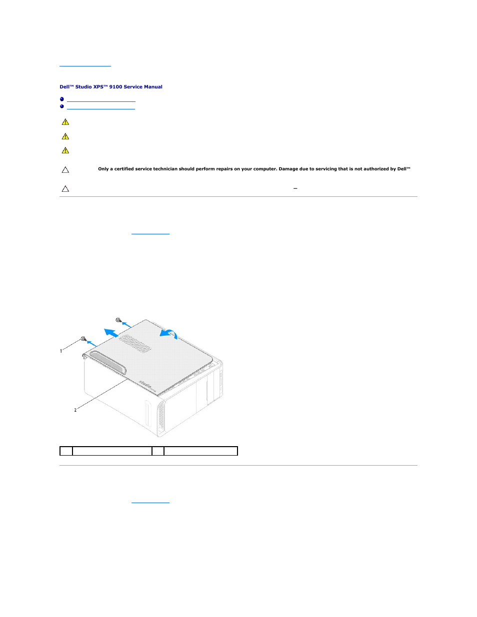 Computer cover, Removing the computer cover, Replacing the computer cover | Dell Studio XPS 9100 (Mid 2010) User Manual | Page 15 / 50