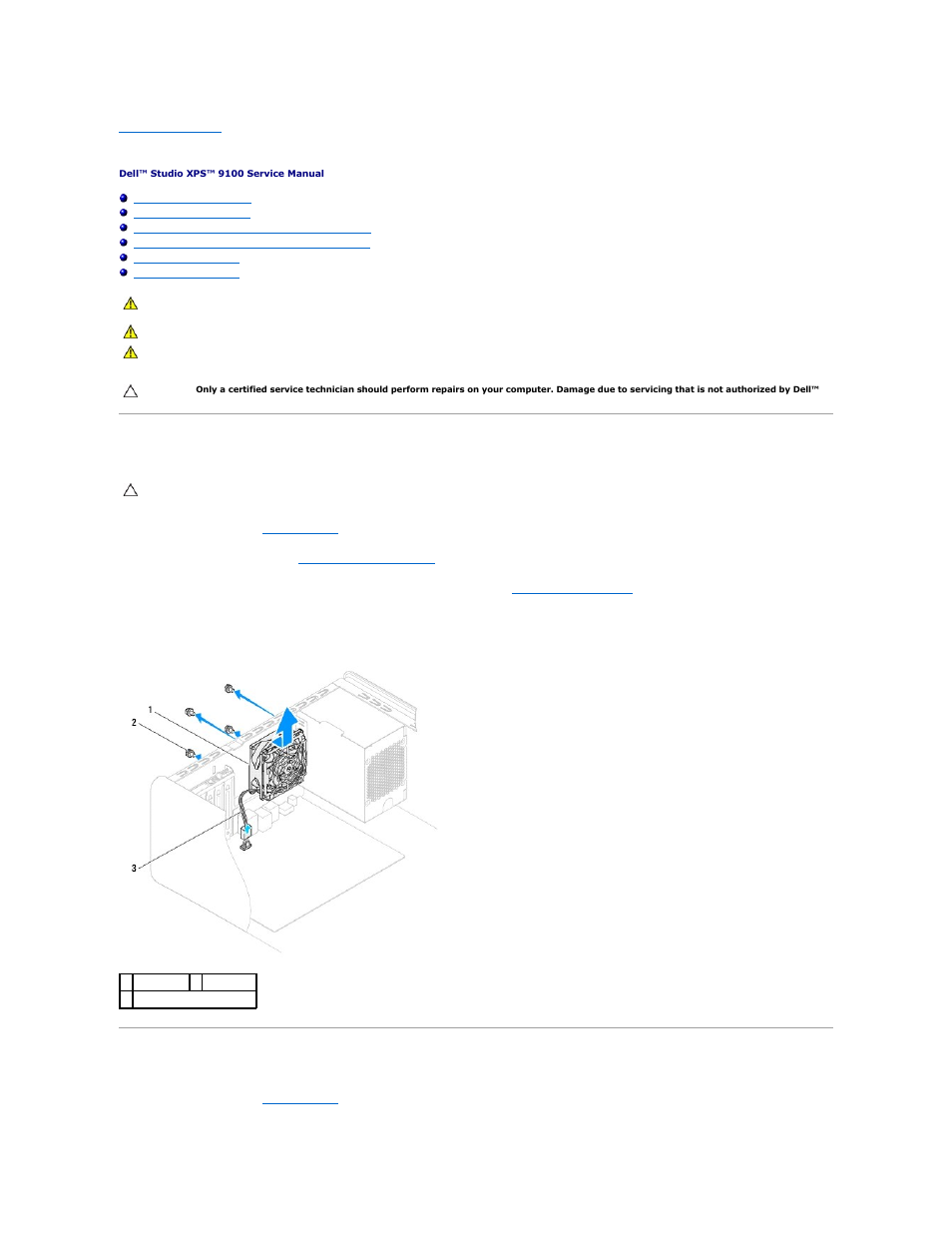 Fans, Removing the chassis fan, Replacing the chassis fan | Dell Studio XPS 9100 (Mid 2010) User Manual | Page 25 / 50