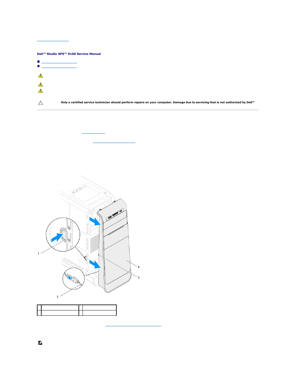 Front bezel, Removing the front bezel | Dell Studio XPS 9100 (Mid 2010) User Manual | Page 6 / 50