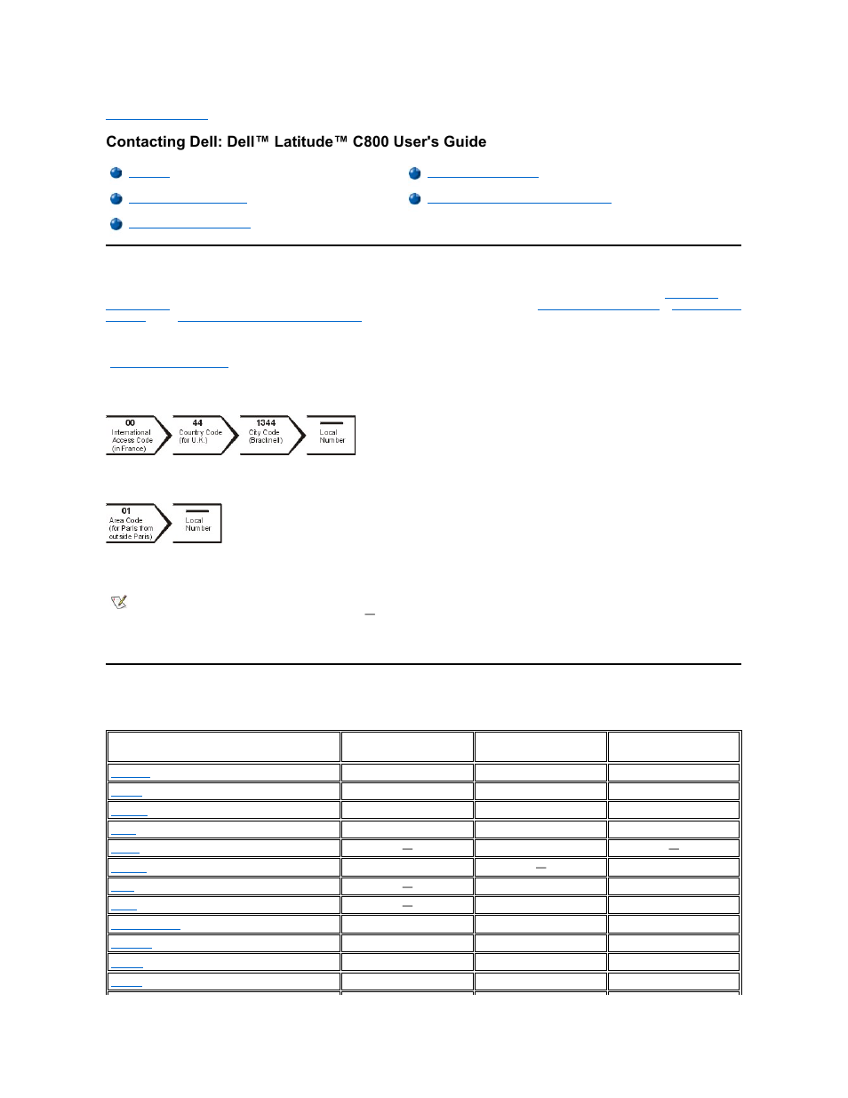 Contacting dell: dell™ latitude™ c800 user's guide | Dell Latitude C800 User Manual | Page 14 / 104