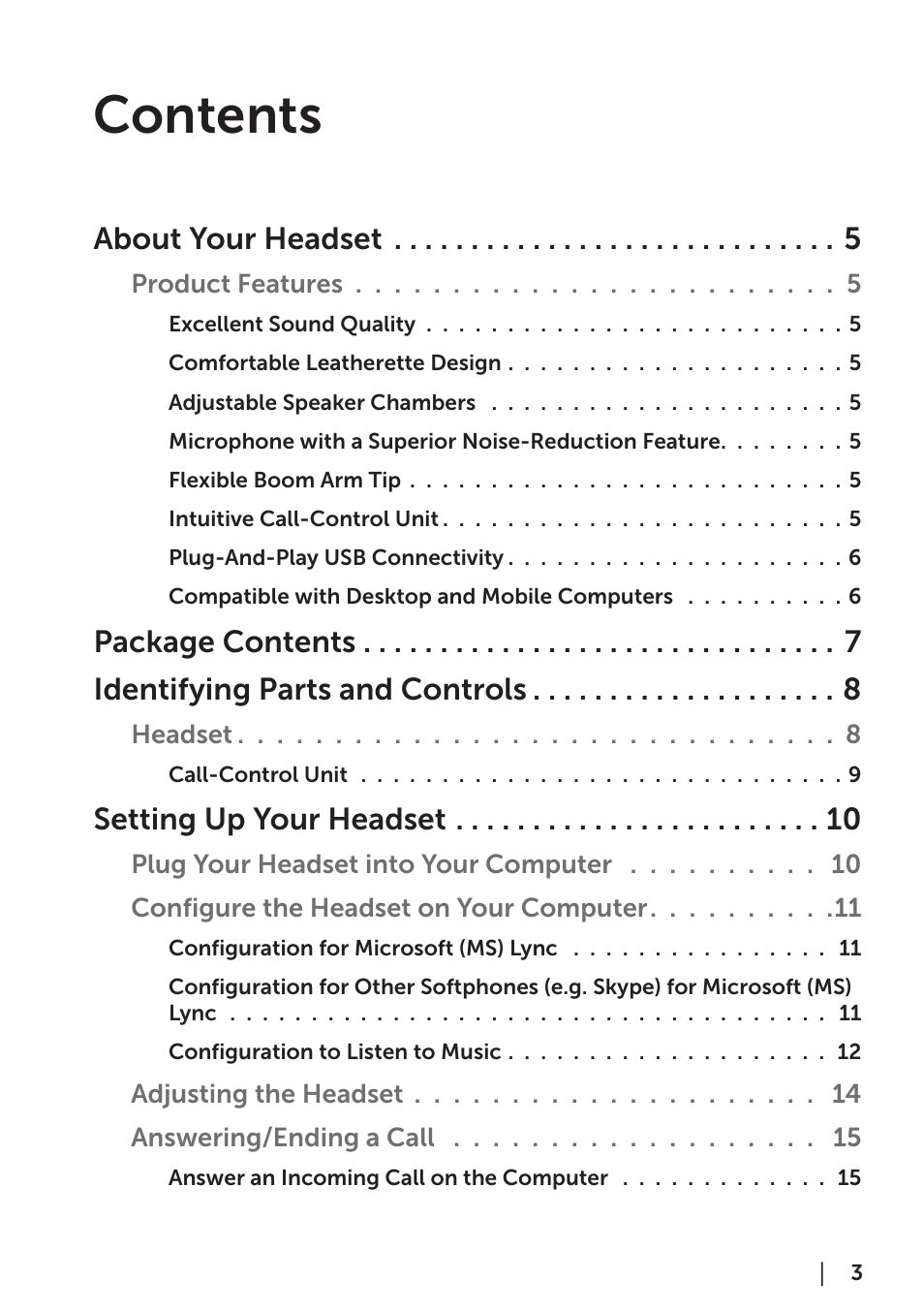 Dell Pro Stereo Headset UC300-Lync Optimised User Manual | Page 3 / 26