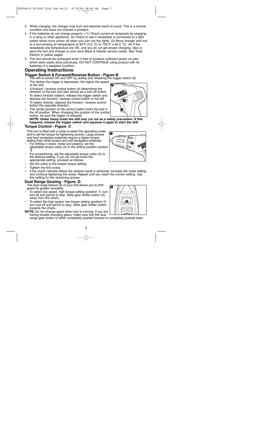 Operating instructions | Black & Decker 90504614 User Manual | Page 7 / 34