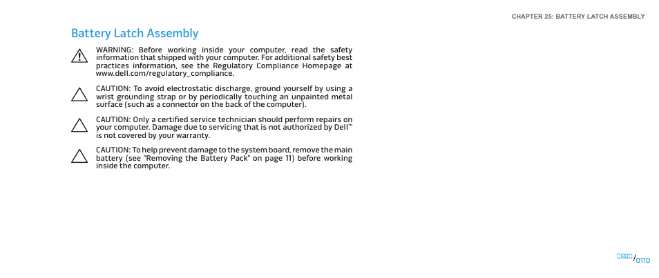 Battery latch assembly | Dell Alienware M17x R2 (Early 2010) User Manual | Page 110 / 118