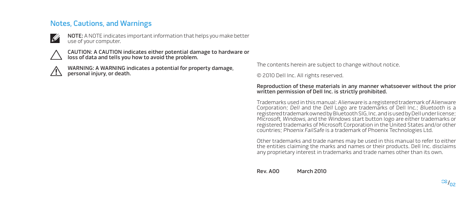 Dell Alienware M17x R2 (Early 2010) User Manual | Page 2 / 118