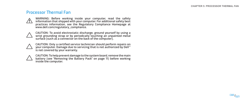 Processor thermal fan | Dell Alienware M17x R2 (Early 2010) User Manual | Page 21 / 118