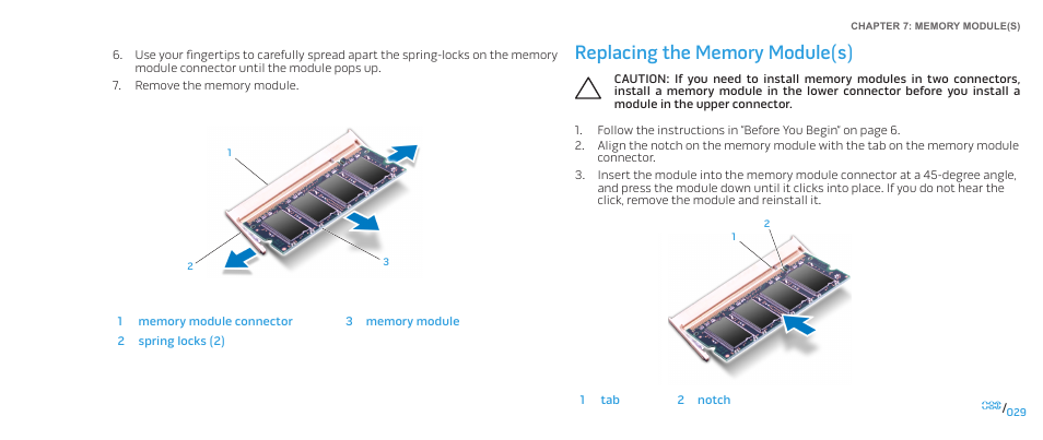 Replacing the memory module(s) | Dell Alienware M17x R2 (Early 2010) User Manual | Page 29 / 118