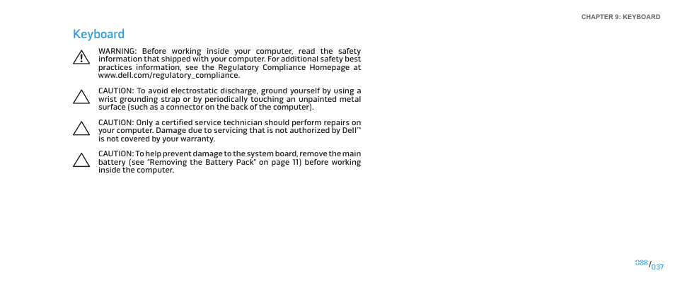 Keyboard | Dell Alienware M17x R2 (Early 2010) User Manual | Page 37 / 118