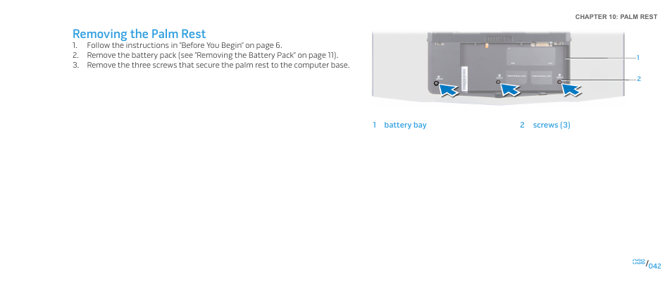 Removing the palm rest | Dell Alienware M17x R2 (Early 2010) User Manual | Page 42 / 118