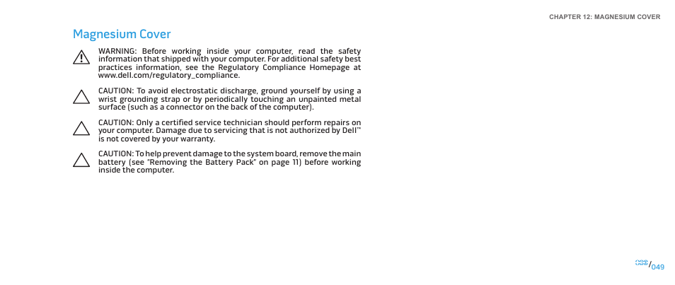 Magnesium cover | Dell Alienware M17x R2 (Early 2010) User Manual | Page 49 / 118