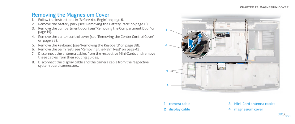 Removing the magnesium cover | Dell Alienware M17x R2 (Early 2010) User Manual | Page 50 / 118