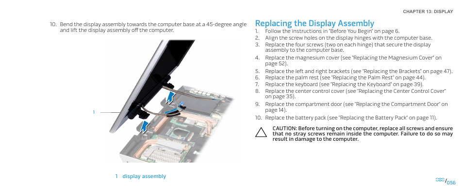 Replacing the display assembly | Dell Alienware M17x R2 (Early 2010) User Manual | Page 56 / 118