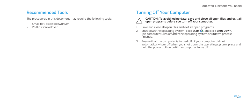 Recommended tools turning off your computer, Turning off your computer, Recommended tools | Dell Alienware M17x R2 (Early 2010) User Manual | Page 7 / 118