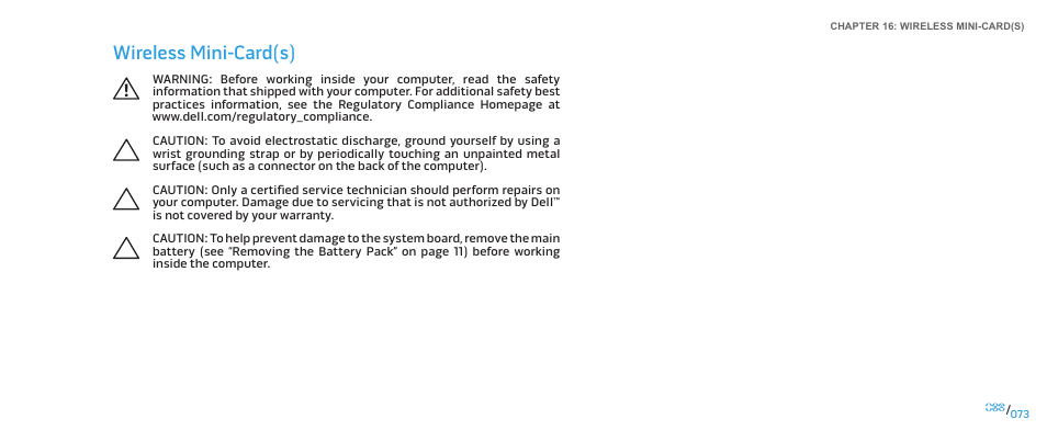 Wireless mini-card(s) | Dell Alienware M17x R2 (Early 2010) User Manual | Page 73 / 118
