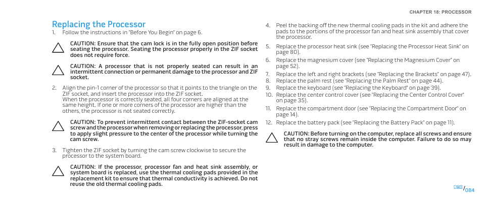 Replacing the processor | Dell Alienware M17x R2 (Early 2010) User Manual | Page 84 / 118